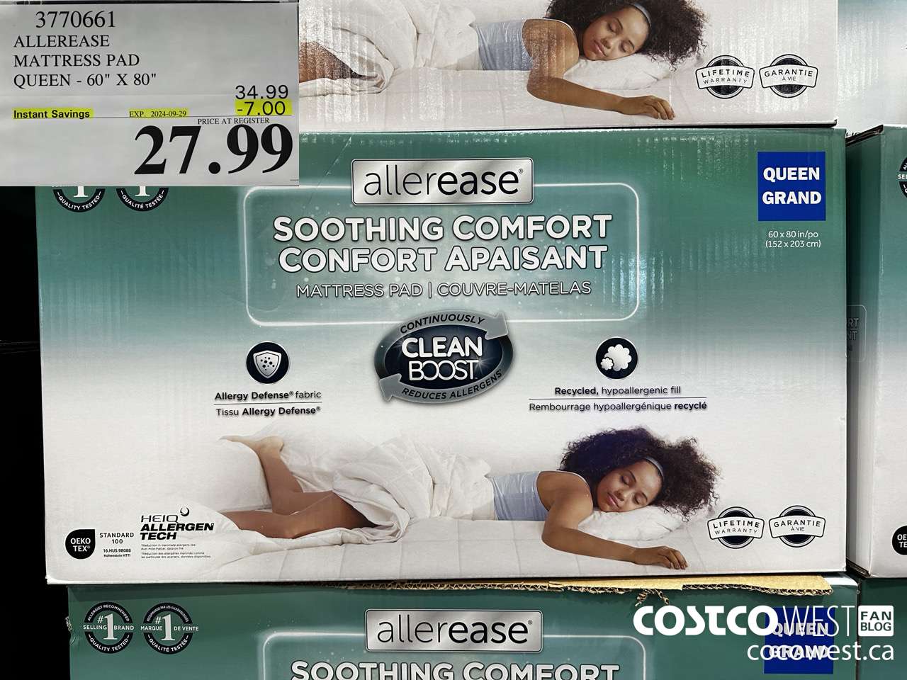 3770661 ALLEREASE MATTRESS PAD QUEEN 60