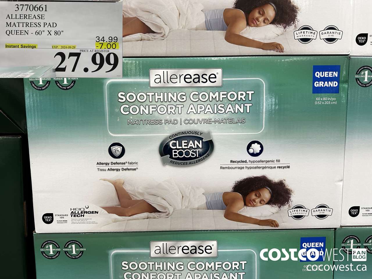 3770661 ALLEREASE MATTRESS PAD QUEEN 60