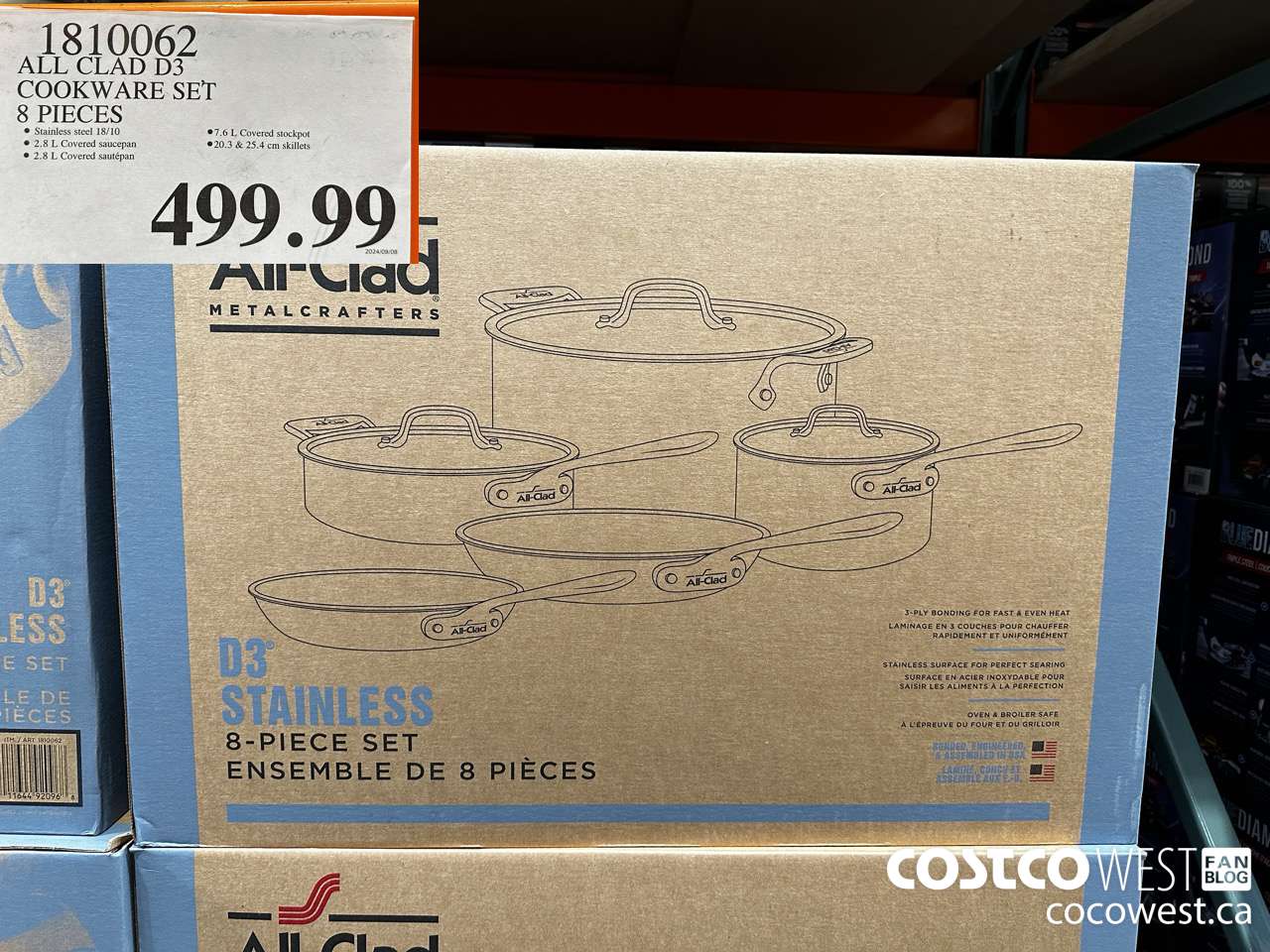 1810062 ALL CLAD D3 COOKWARE SET 8 PIECES $499.99