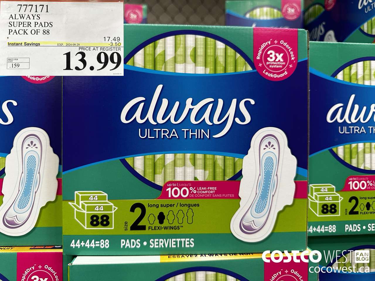 777171 ALWAYS ULTRA THIN PADS SUPER 88CT ($3.50 INSTANT SAVINGS EXPIRES ON 2024-09-29) $13.99