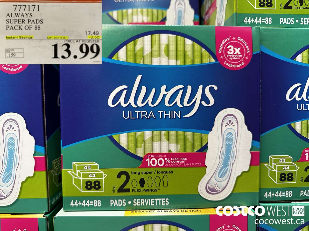 777171 ALWAYS ULTRA THIN PADS SUPER 88CT ($3.50 INSTANT SAVINGS EXPIRES ON 2024-10-06) $13.99