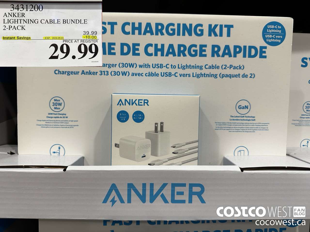 3431200 ANKER LIGHTNING CABLE BUNDLE 2-PACK ($10.00 INSTANT SAVINGS EXPIRES ON 2024-09-01) $29.99