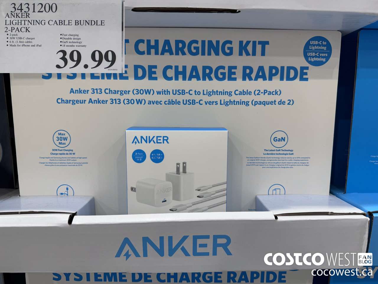 3431200 ANKER LIGHTNING CABLE BUNDLE 2-PACK $39.99
