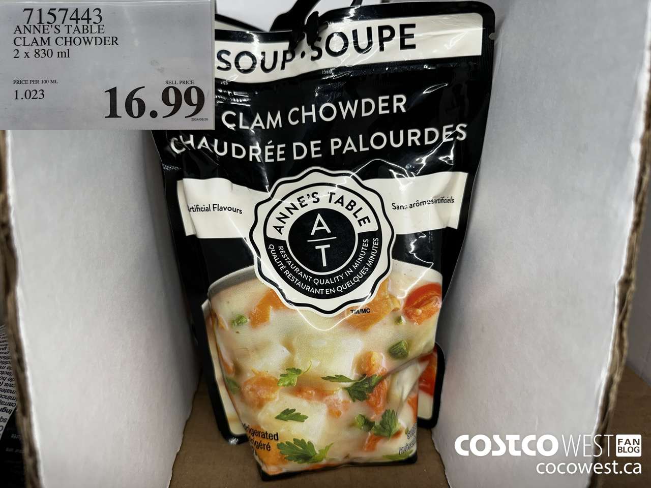 7157443 ANNE'S TABLE CLAM CHOWDER 2 x 830 ml $16.99