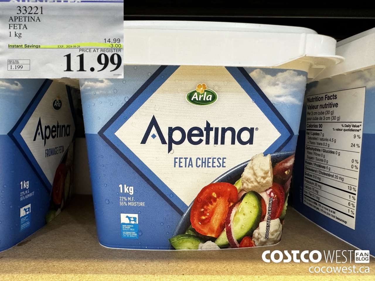 33221 APETINA FETA 1kg ($3.00 INSTANT SAVINGS EXPIRES ON 2024-09-29) $11.99