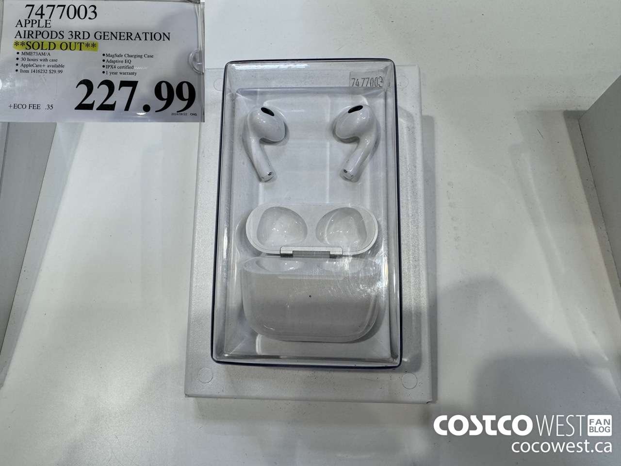 7477003 APPLE AIRPODS 3RD GENERATION $227.99