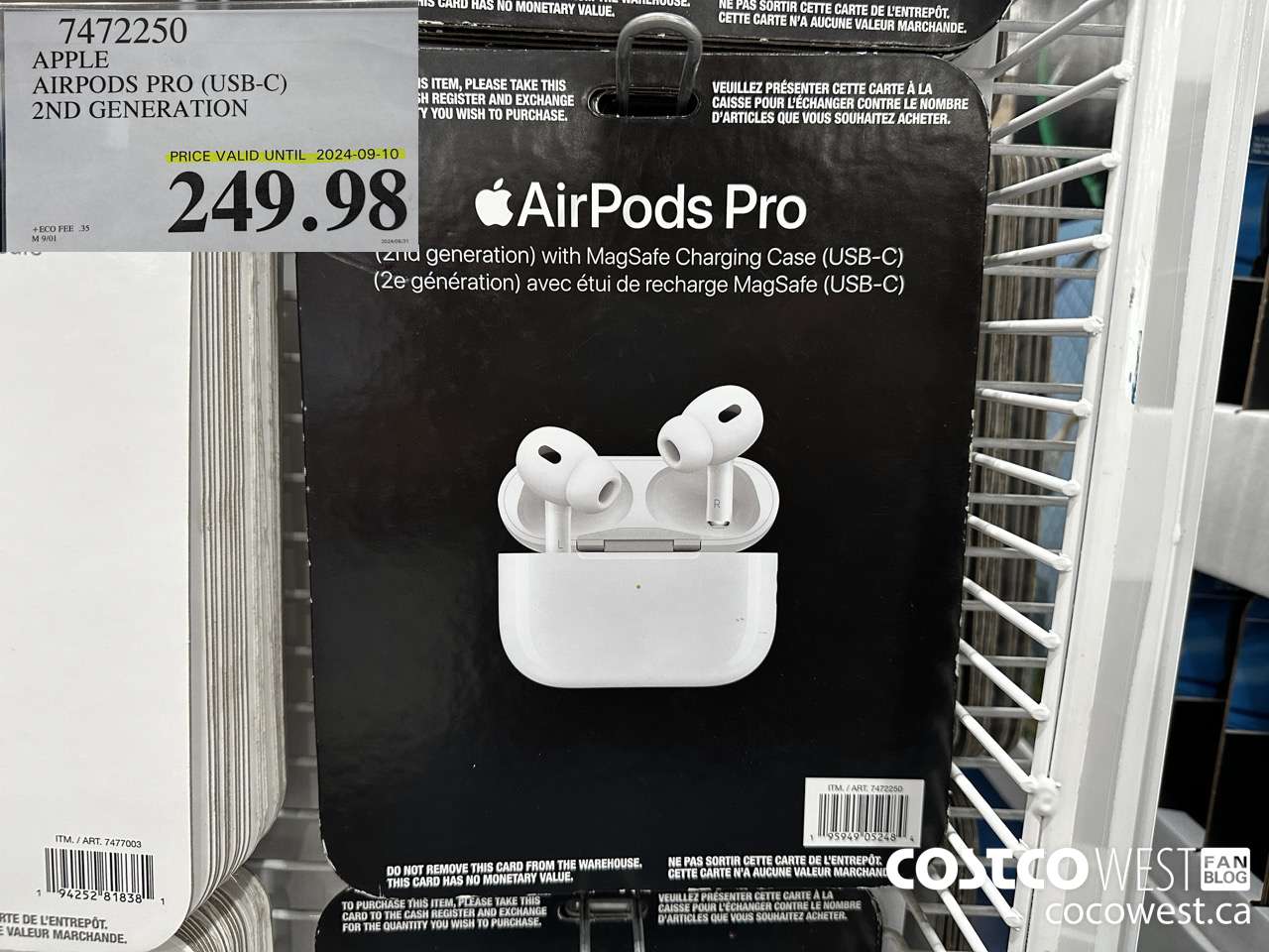 7472250 APPLE AIRPODS PRO 2ND GENERATION (USB-C) (EXPIRES ON 2024-09-10) $249.98