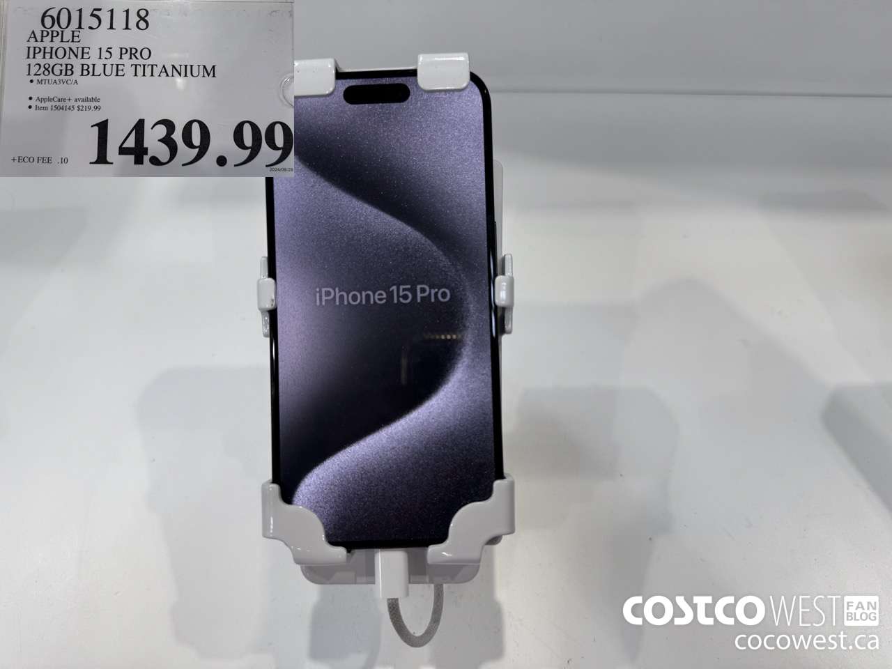 6015118 APPLE IPHONE 15 PRO 128 GB BLUE TITANIUM $1439.99