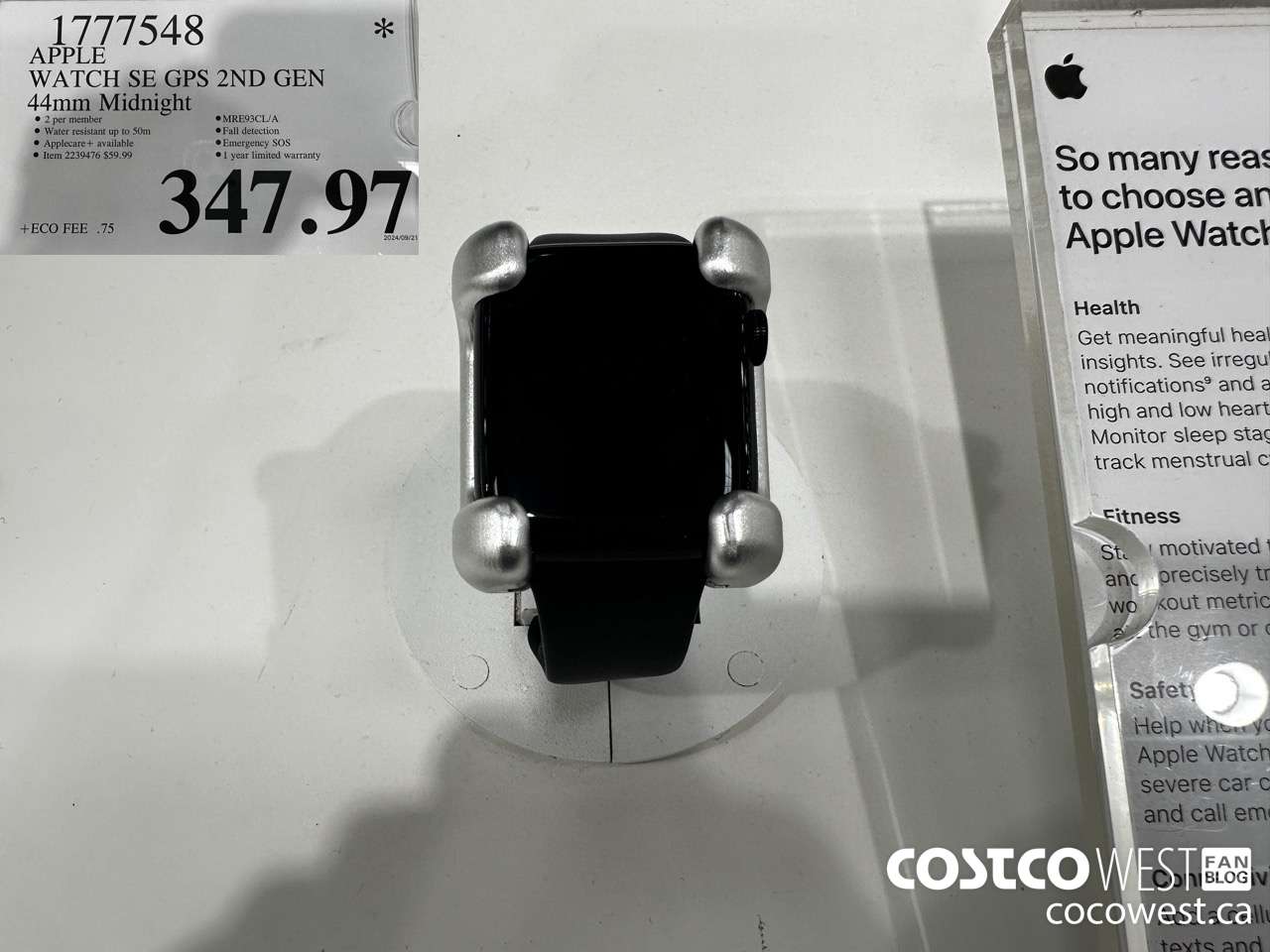 1777548 APPLE WATCH SE GPS 2ND GEN 44MM MIDNIGHT $347.97