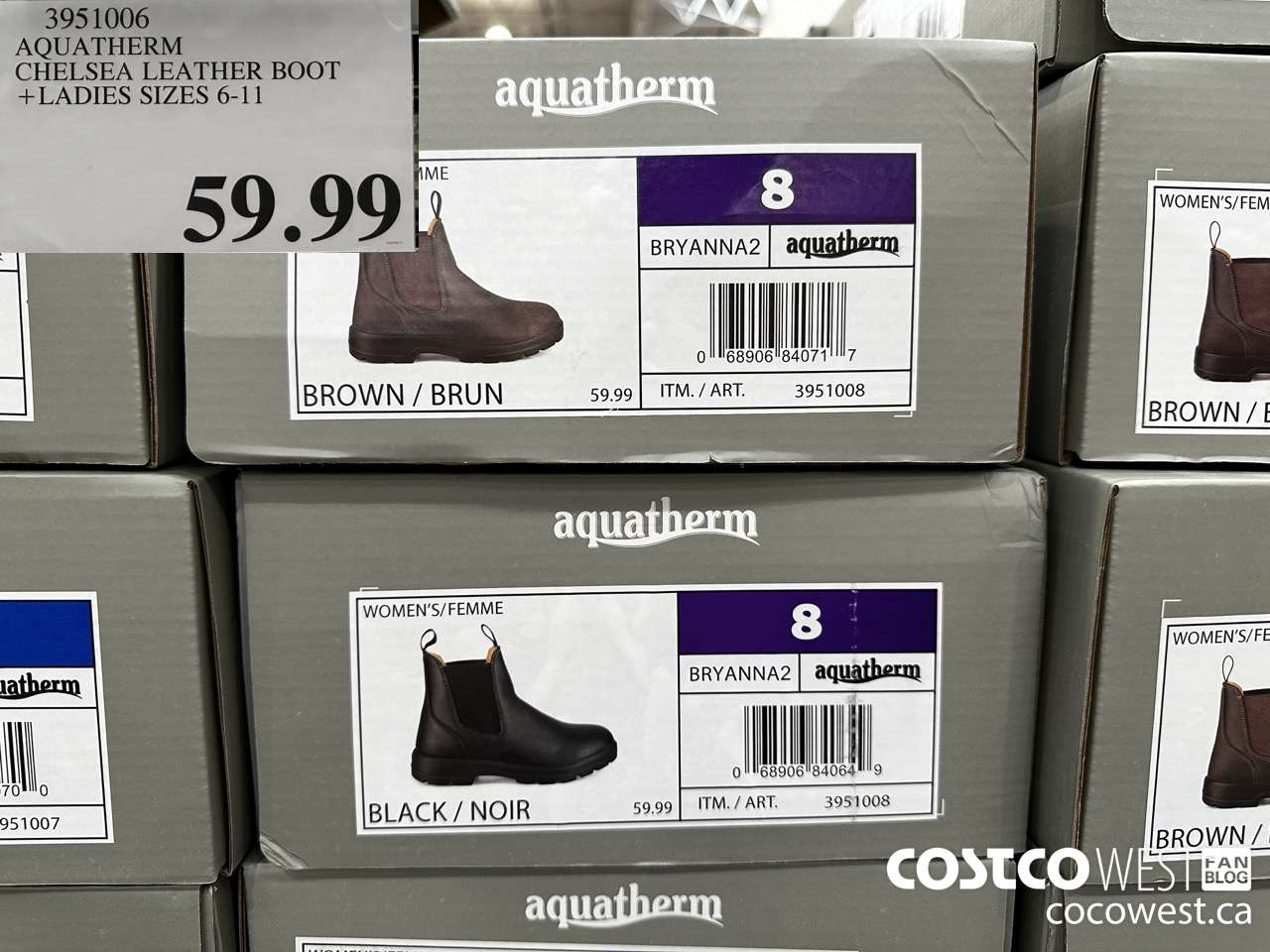3951006 AQUATHERM CHELSEA LEATHER BOOT LADIES SIZES 6-11 $59.99