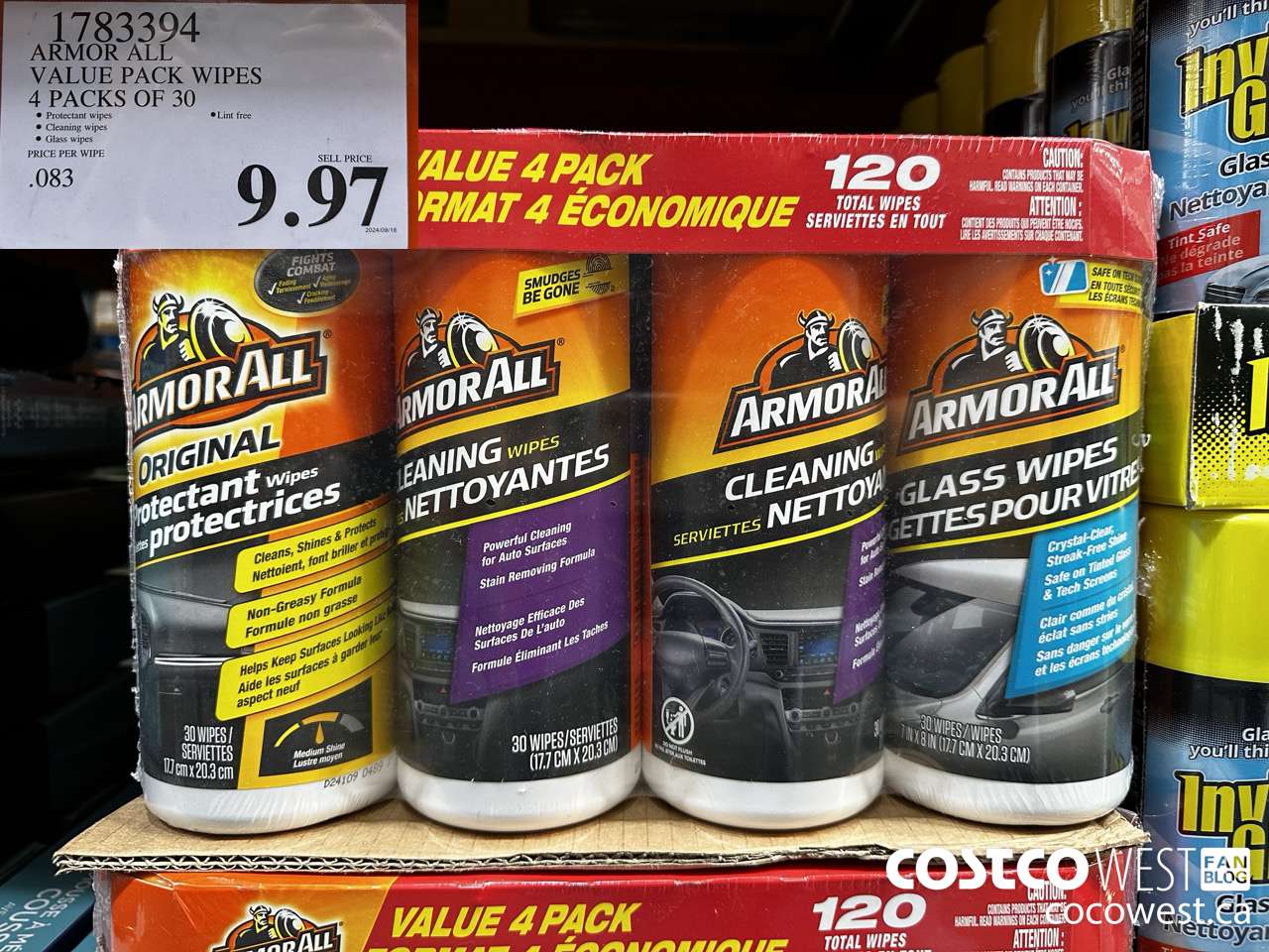 1783394 ARMOR ALL VALUE PACK WIPES 4 PACKS OF 30 $9.97