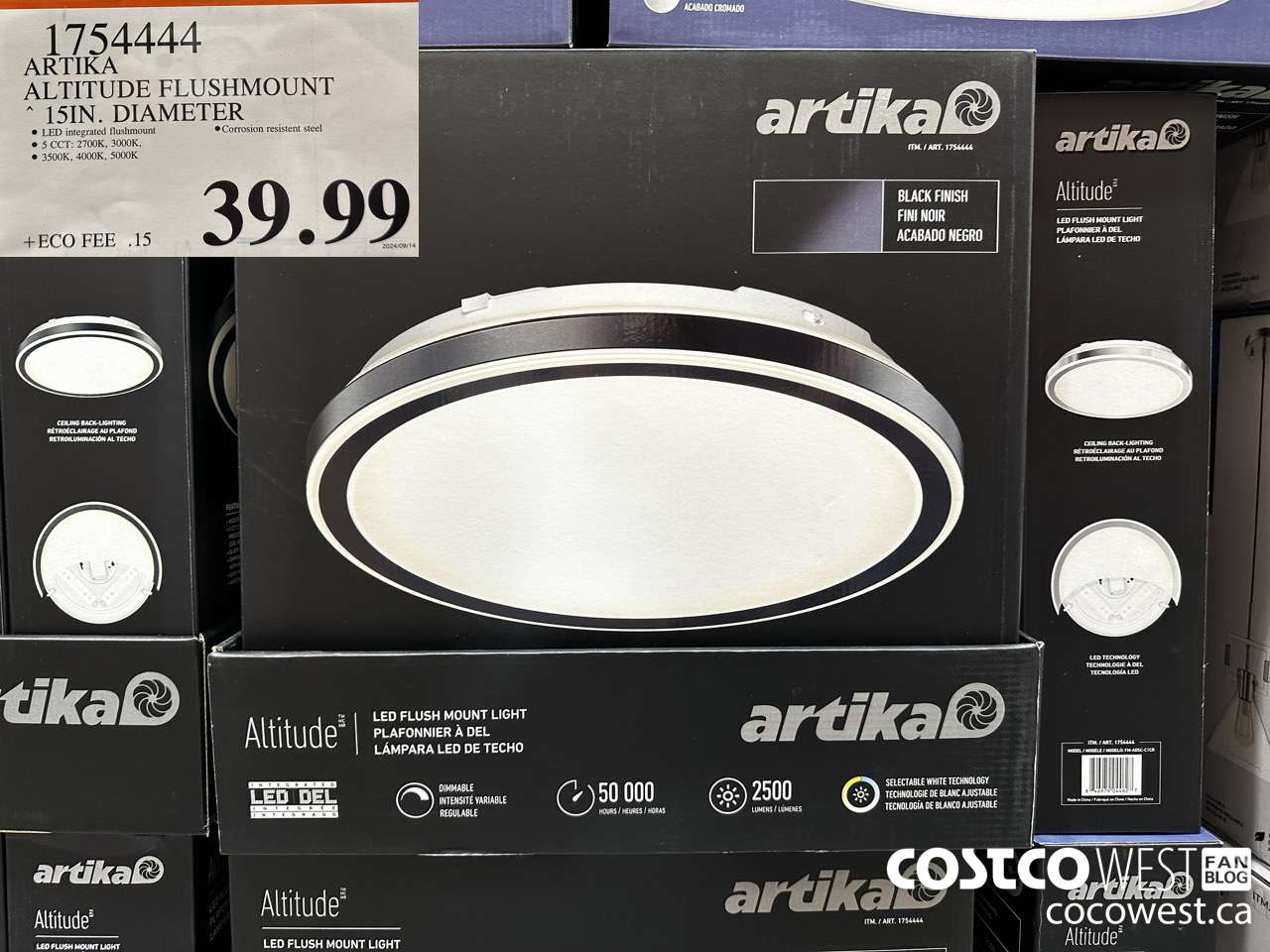 1754444 ARTIKA ALTITUDE FLUSHMOUNT 15IN DIAMETER $39.99