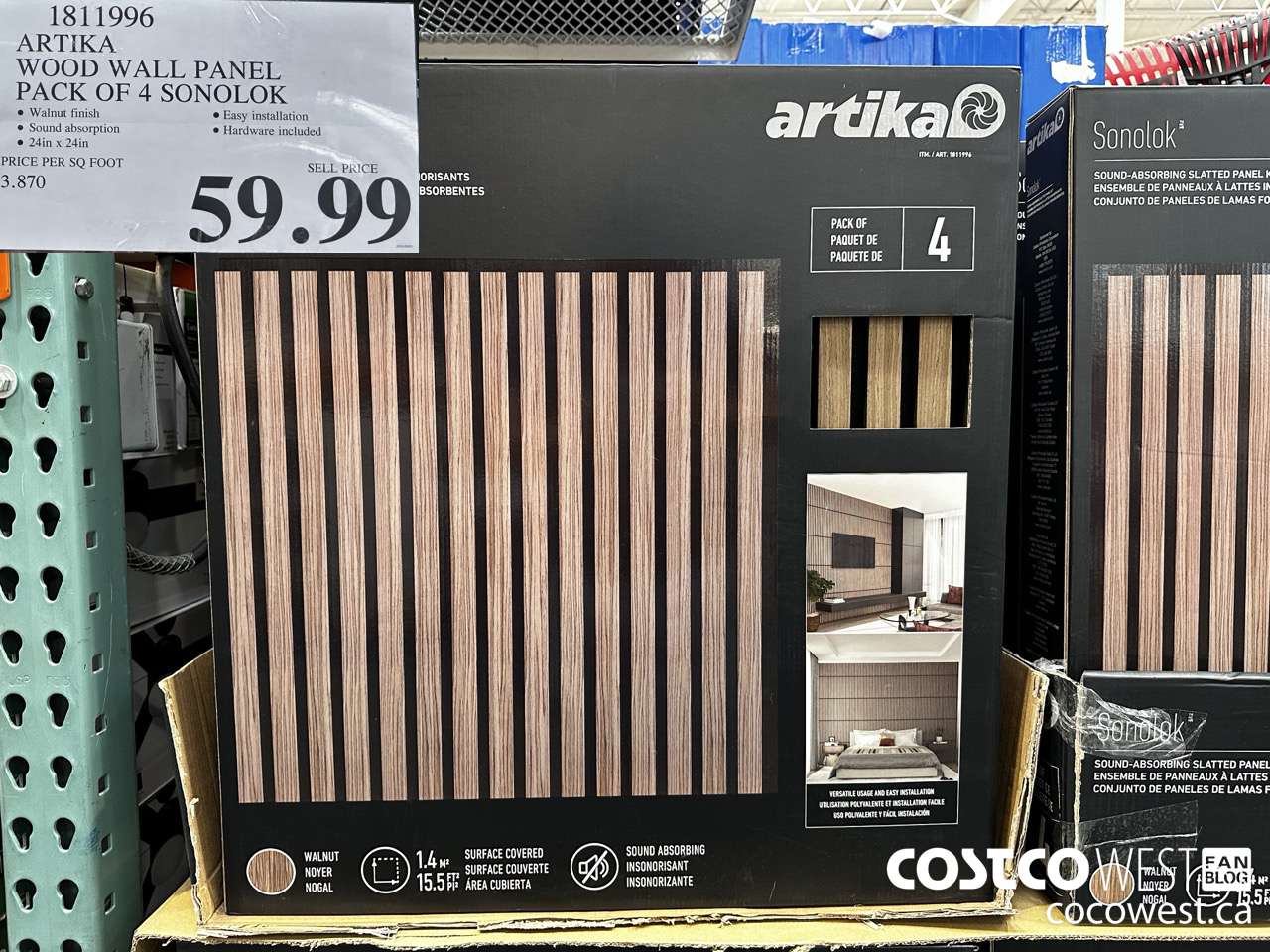 1811996 ARTIKA WOOD WALL PANEL PACK OF 4 SONOLOK $59.99
