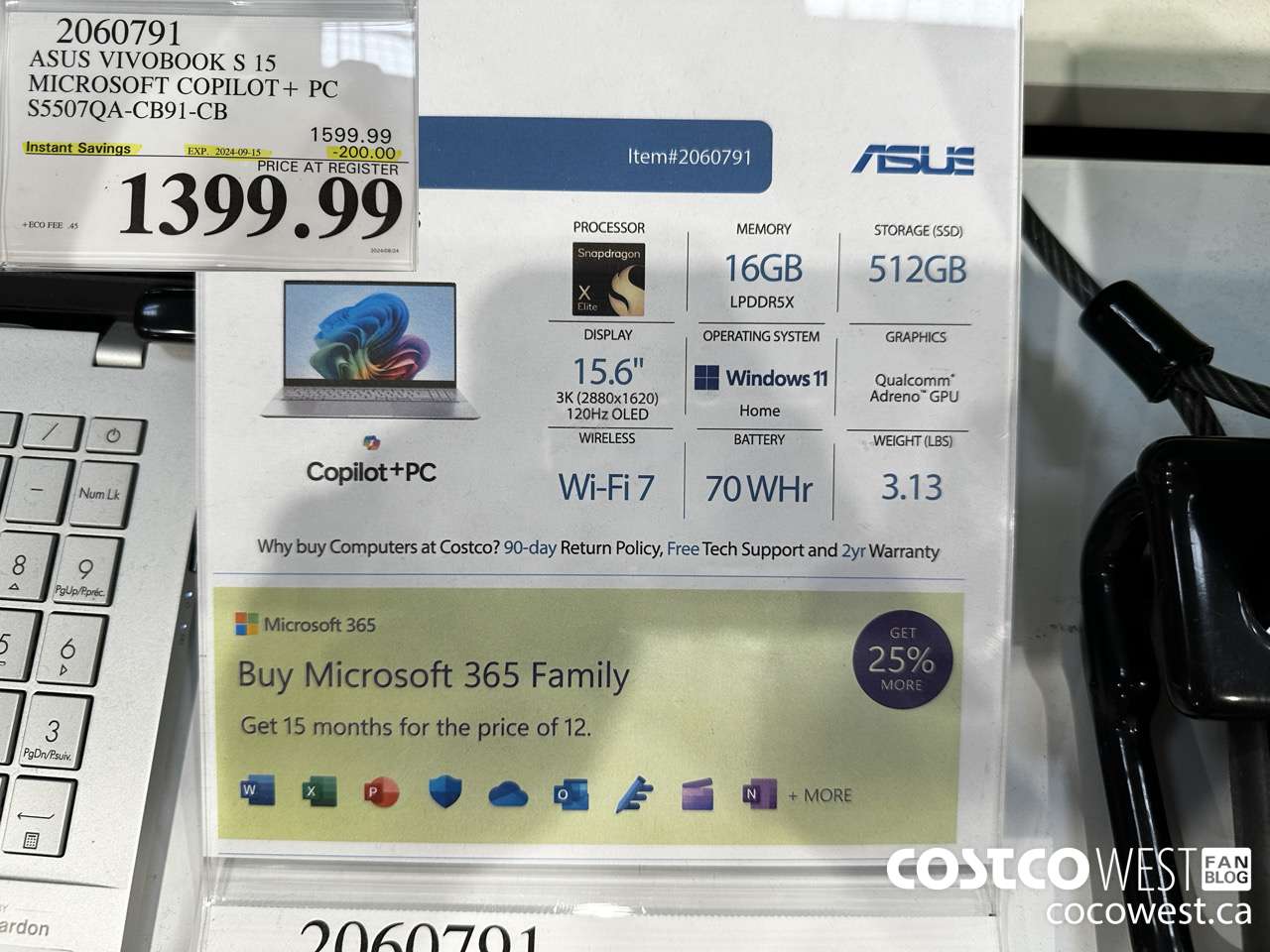 2060791 ASUS VIVOBOOK S 15 MICROSOFT COPILOT + PC S5507QA-CB91-CB ($200.00 INSTANT SAVINGS EXPIRES ON 2024-09-15) $1399.99