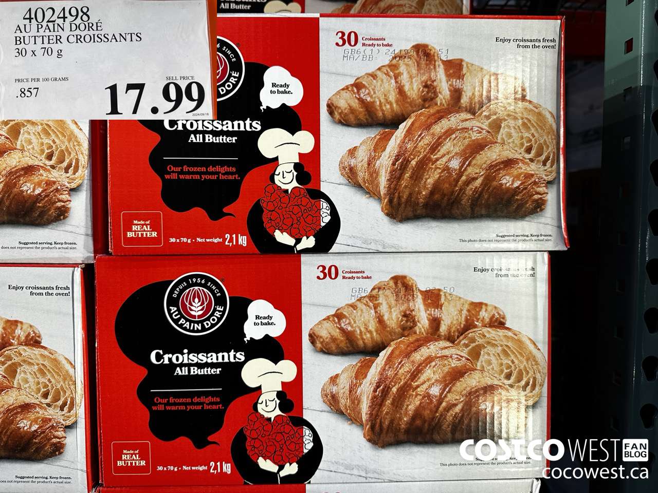 402498 AU PAIN DORE BUTTER CROISSANTS 30 X 70 G $17.99