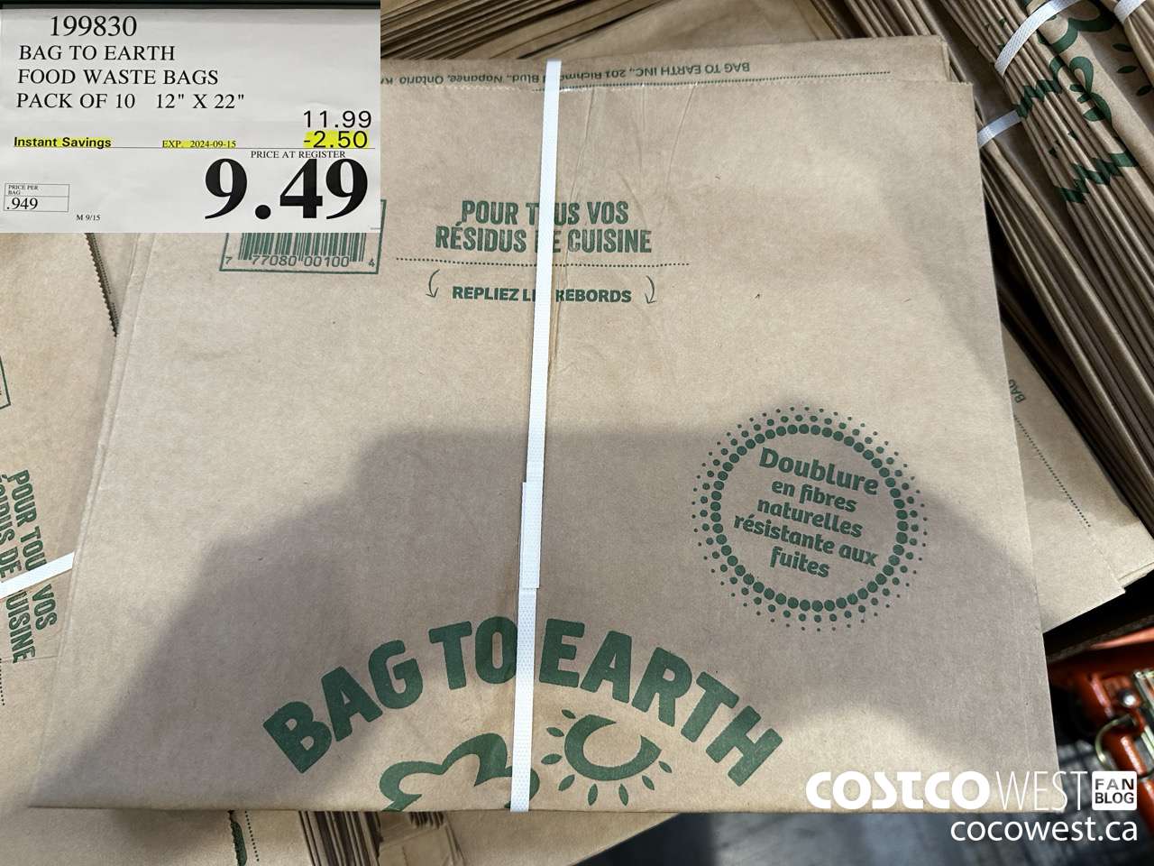 199830 BAG TO EARTH FOOD WASTE BAGS PACK OF 10 12