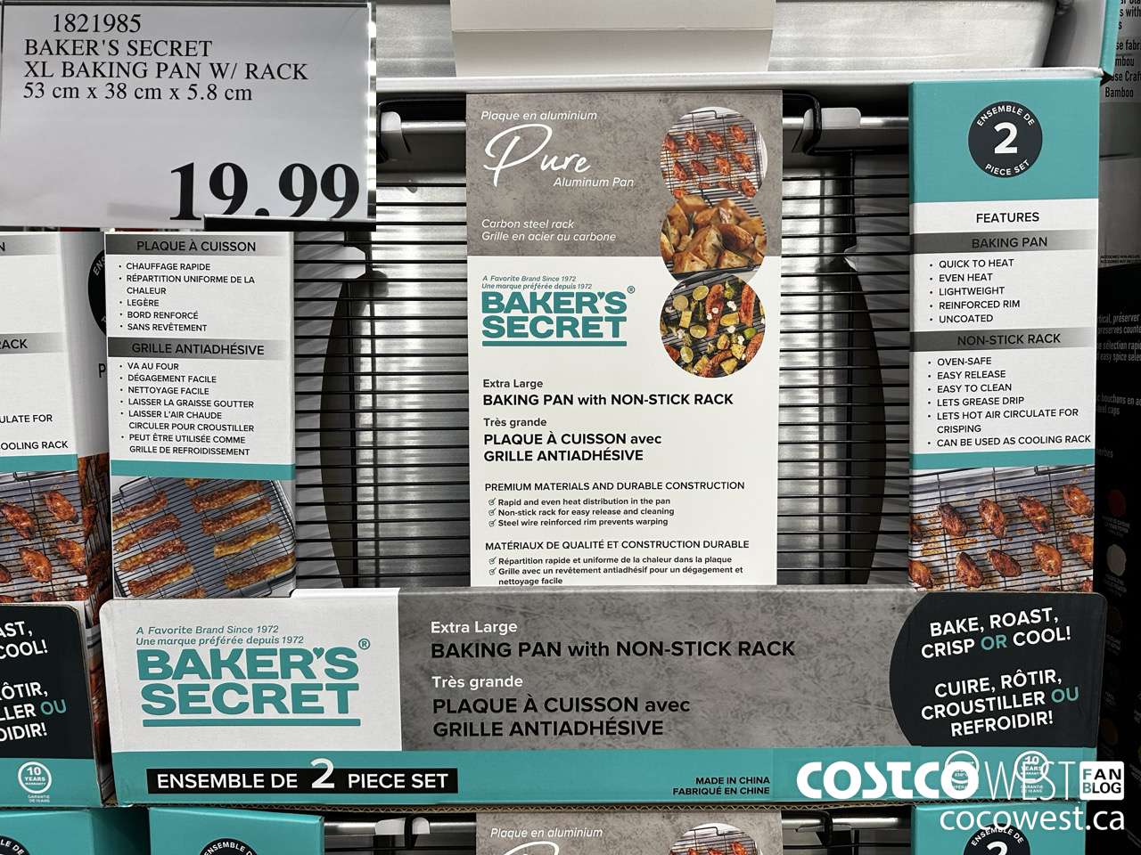 1821985 BAKER'S SECRET XL BAKING PAN W/ RACK 53CM X 38CM X 5.8CM $19.99