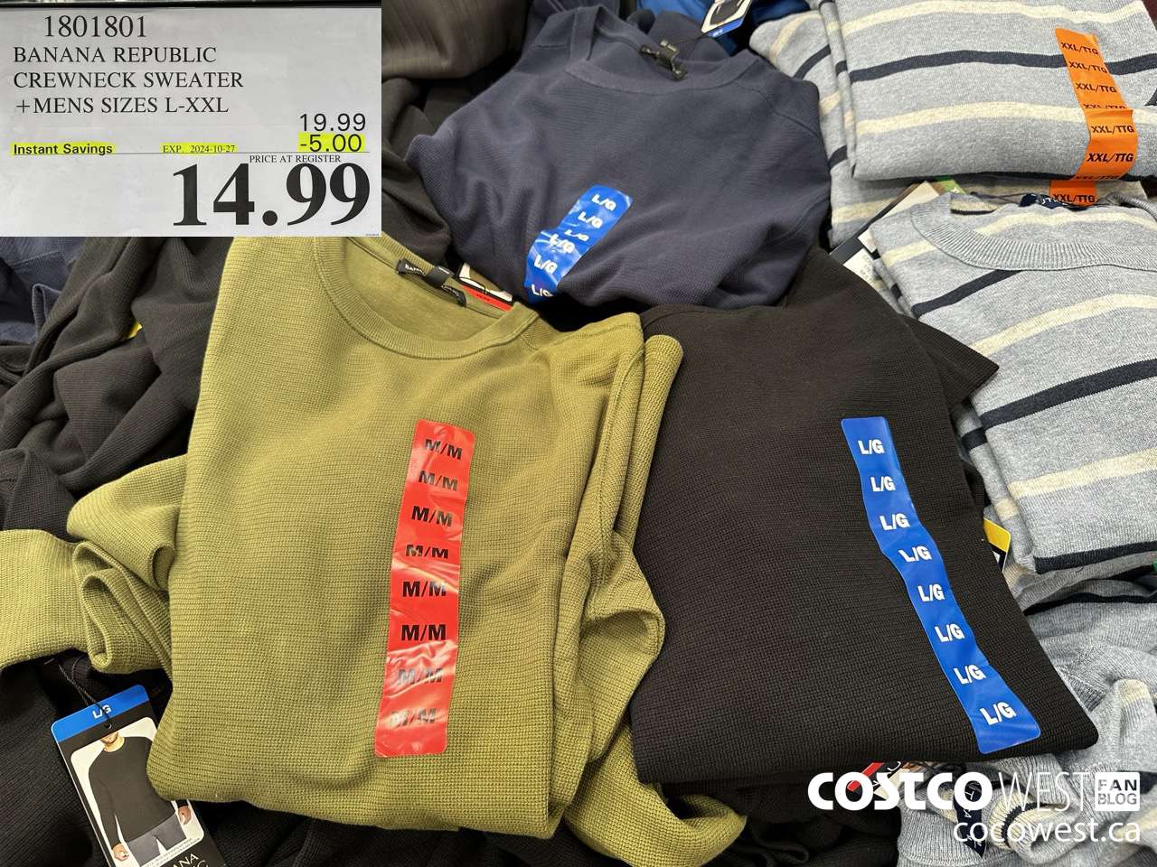 1801801 BANANA REPUBLIC CREWNECK SWEATER MENS SIZES L-XXL ($5.00 INSTANT SAVINGS EXPIRES ON 2024-10-27) $14.99