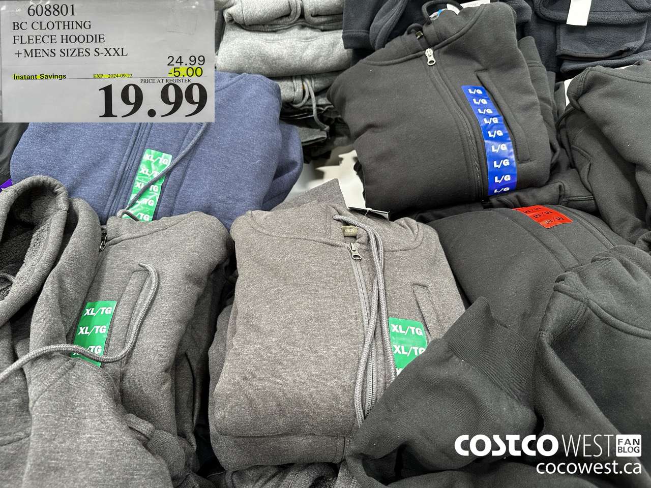 608801 BC CLOTHING FLEECE HOODIE MENS SIZES S-XXL ($5.00 INSTANT SAVINGS EXPIRES ON 2024-09-22) $19.99