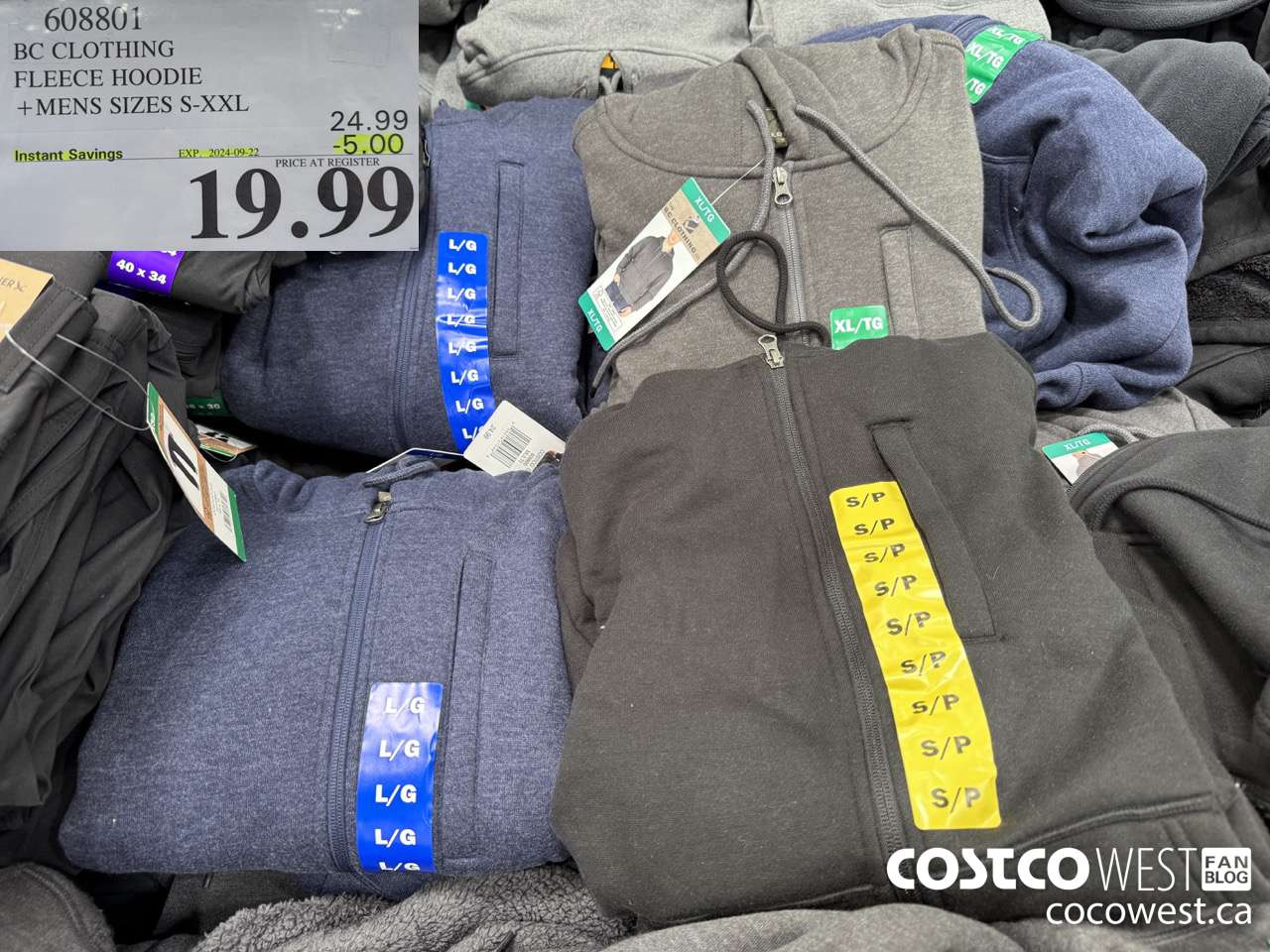 608801 BC CLOTHING FLEECE HOODIE MENS SIZES S-XXL ($5.00 INSTANT SAVINGS EXPIRES ON 2024-09-22) $19.99