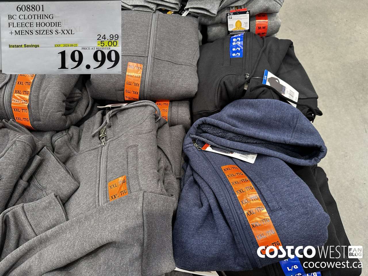 608801 BC CLOTHING FLEECE HOODIE MENS SIZES S-XXL ($5.00 INSTANT SAVINGS EXPIRES ON 2024-09-22) $19.99