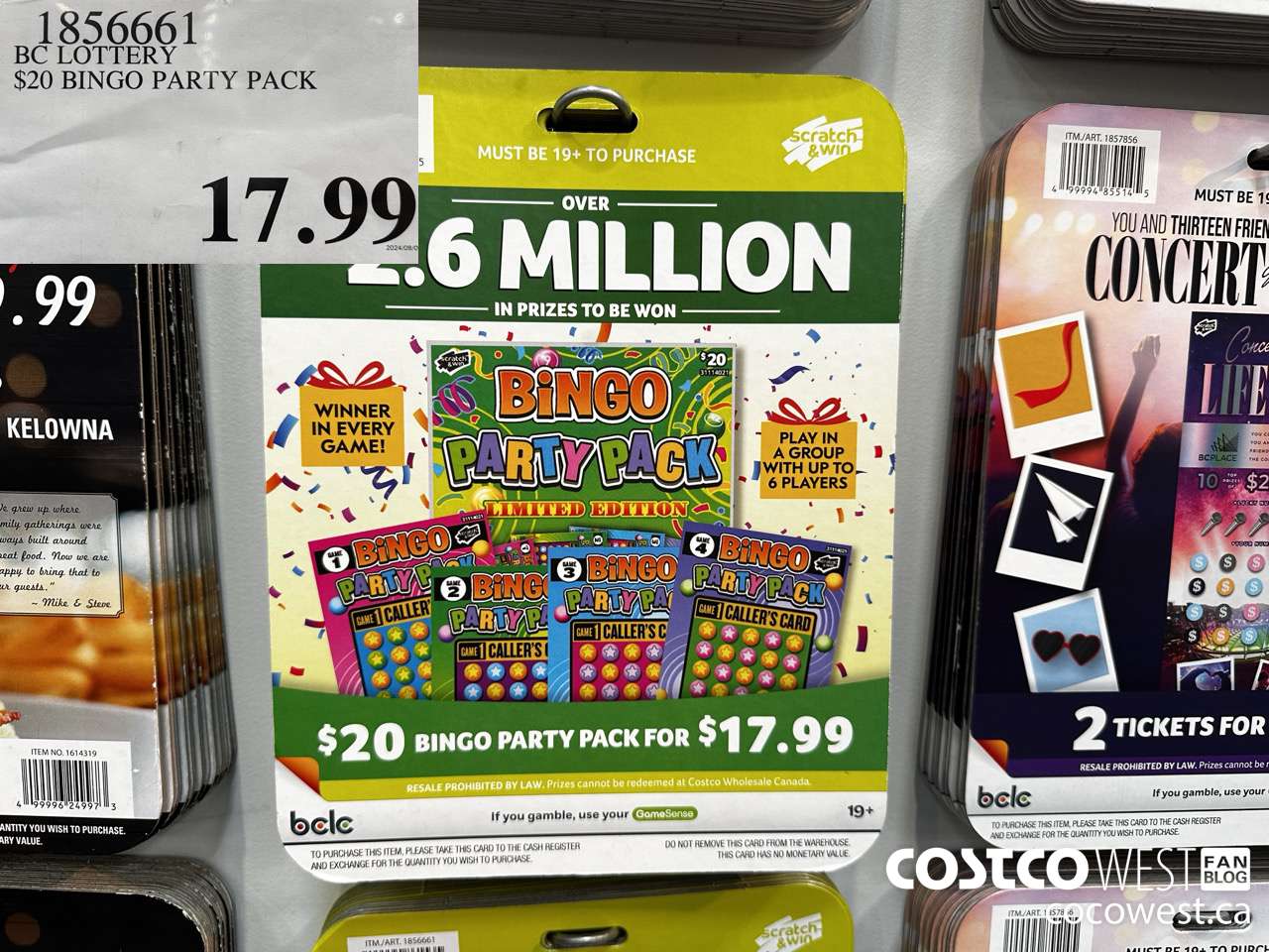 1856661 BC LOTTERY $20 BINGO PARTY PACK $17.99