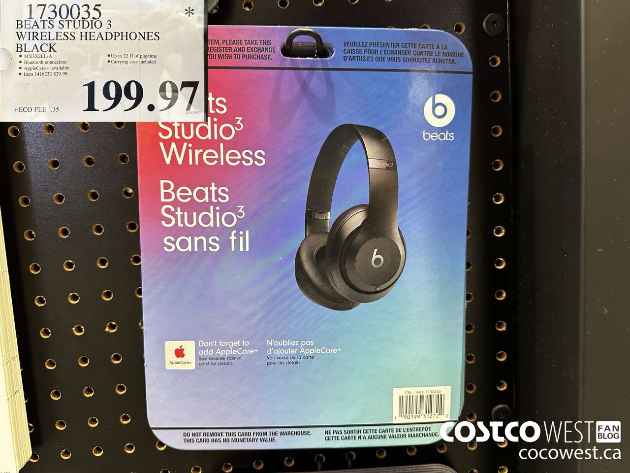 1730035 BEATS STUDIO 3 WIRELESS HEADPHONES BLACK $199.97