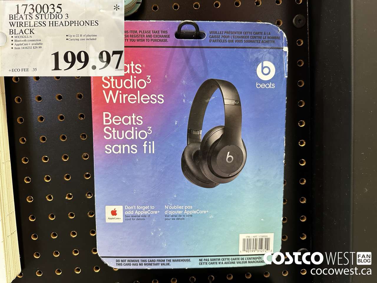 1730035 BEATS STUDIO 3 WIRELESS HEADPHONES BLACK $199.97