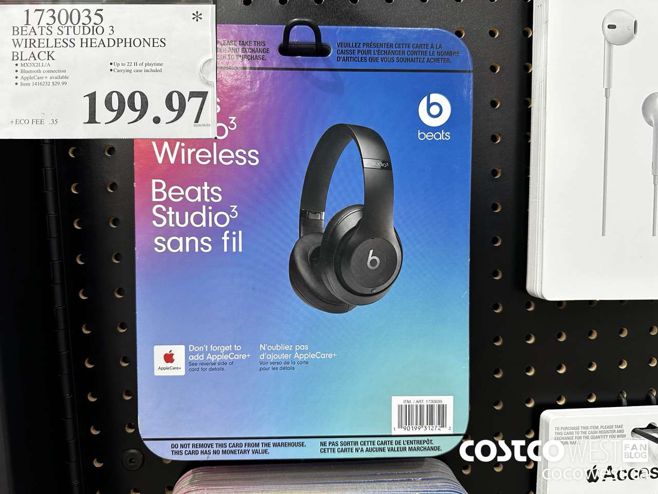 1730035 BEATS STUDIO 3 WIRELESS HEADPHONES BLACK $199.97