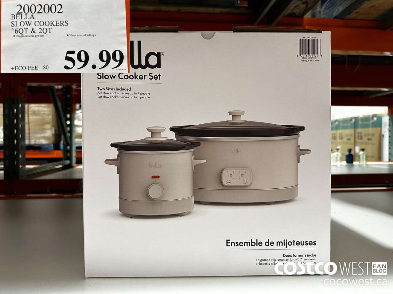 2002002 BELLA SLOW COOKERS 6QT & 2QT $59.99
