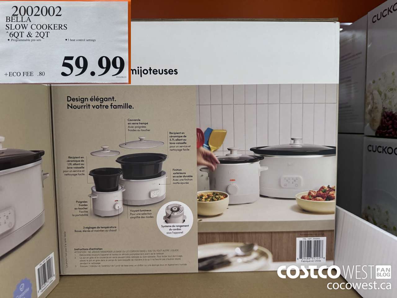 2002002 BELLA SLOW COOKERS 6QT & 2QT $59.99