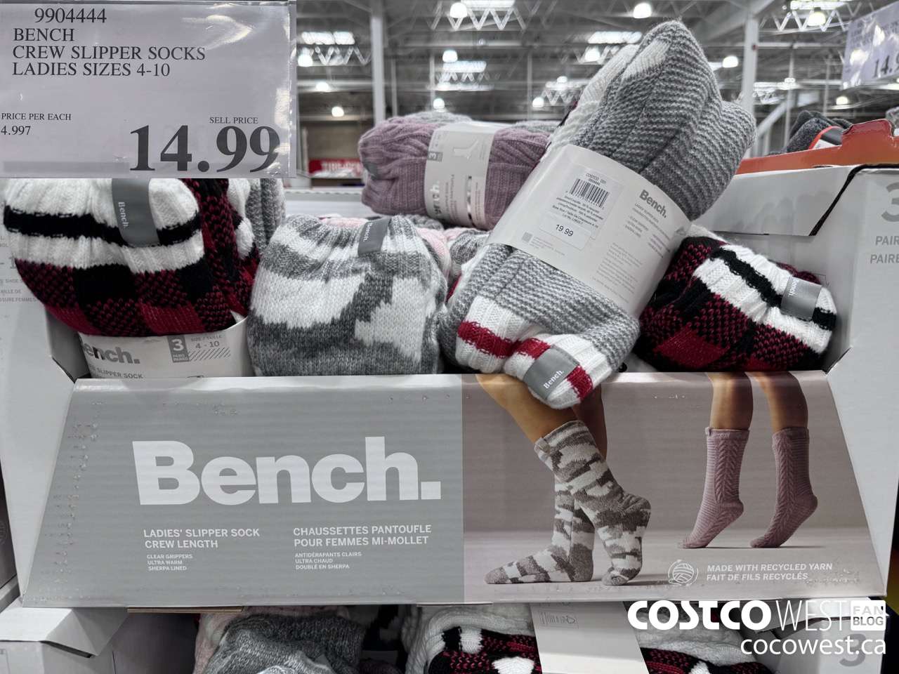 9904444 BENCH CREW SLIPPER SOCK 3PK LADIES SIZES 4-10 $14.99