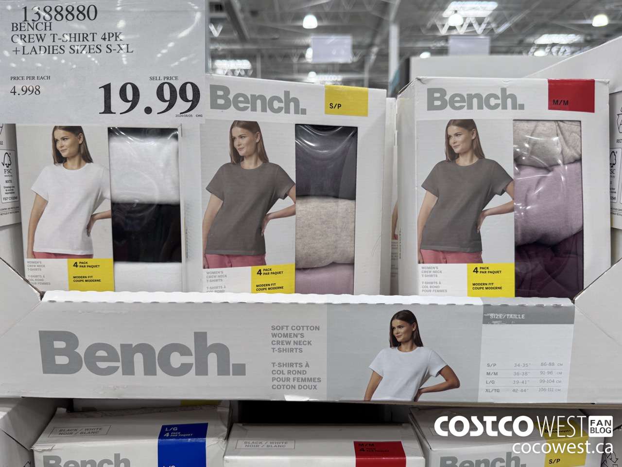 1388880 BENCH CREW TSHIRT 4PK LADIES SIZE S-XL $19.99