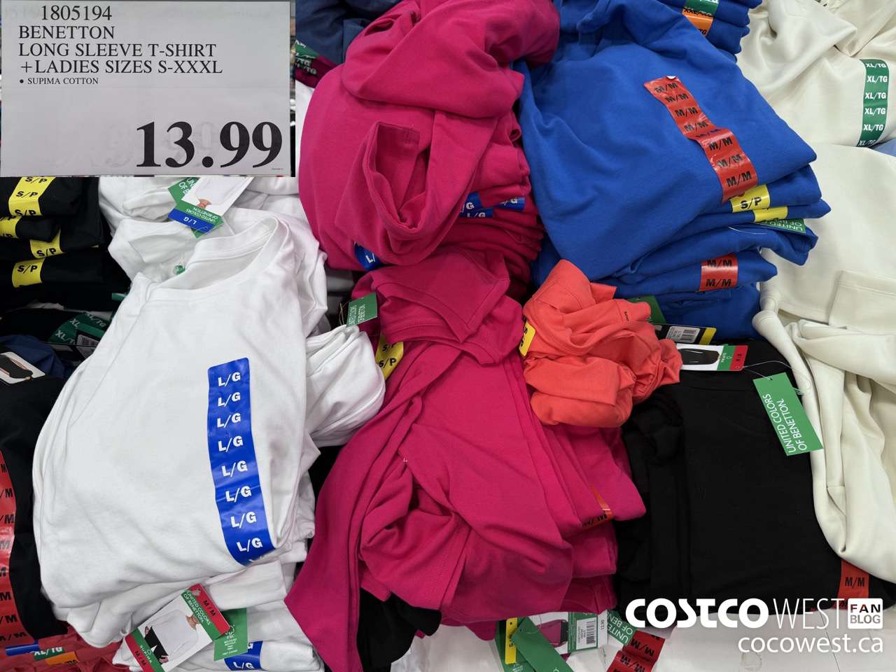 1805194 BENETTON LONG SLEEVE T-SHIRT LADIES SIZES S-XXXL $13.99