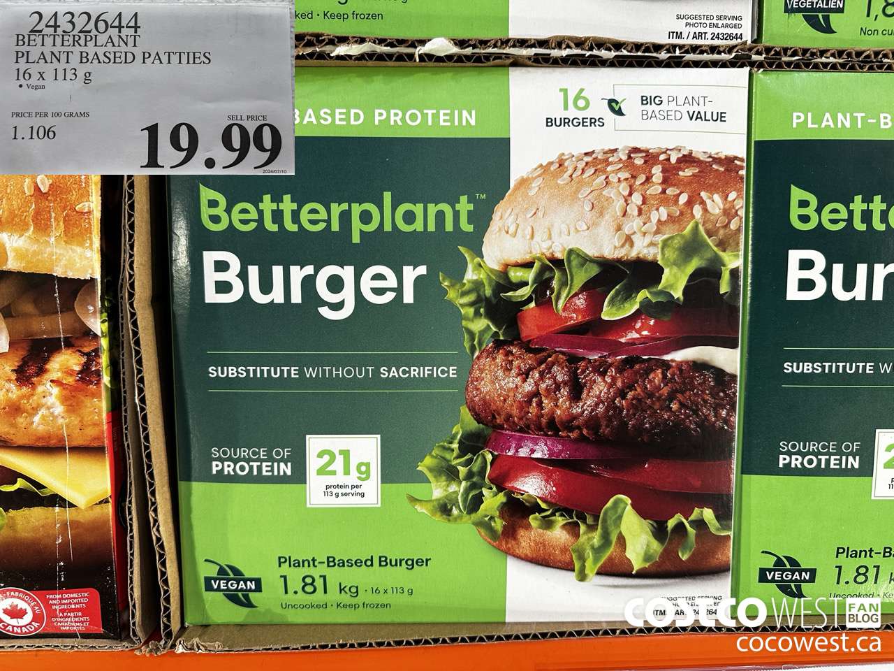 2432644 BETTERPLANT PLANT BASED PATTIES 16 X 113 G $19.99