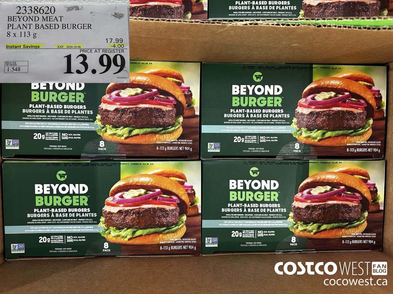 2338620 BEYOND MEAT PLANT BASED BURGER 8 x 113 g ($4.00 INSTANT SAVINGS EXPIRES ON 2024-10-06) $13.99