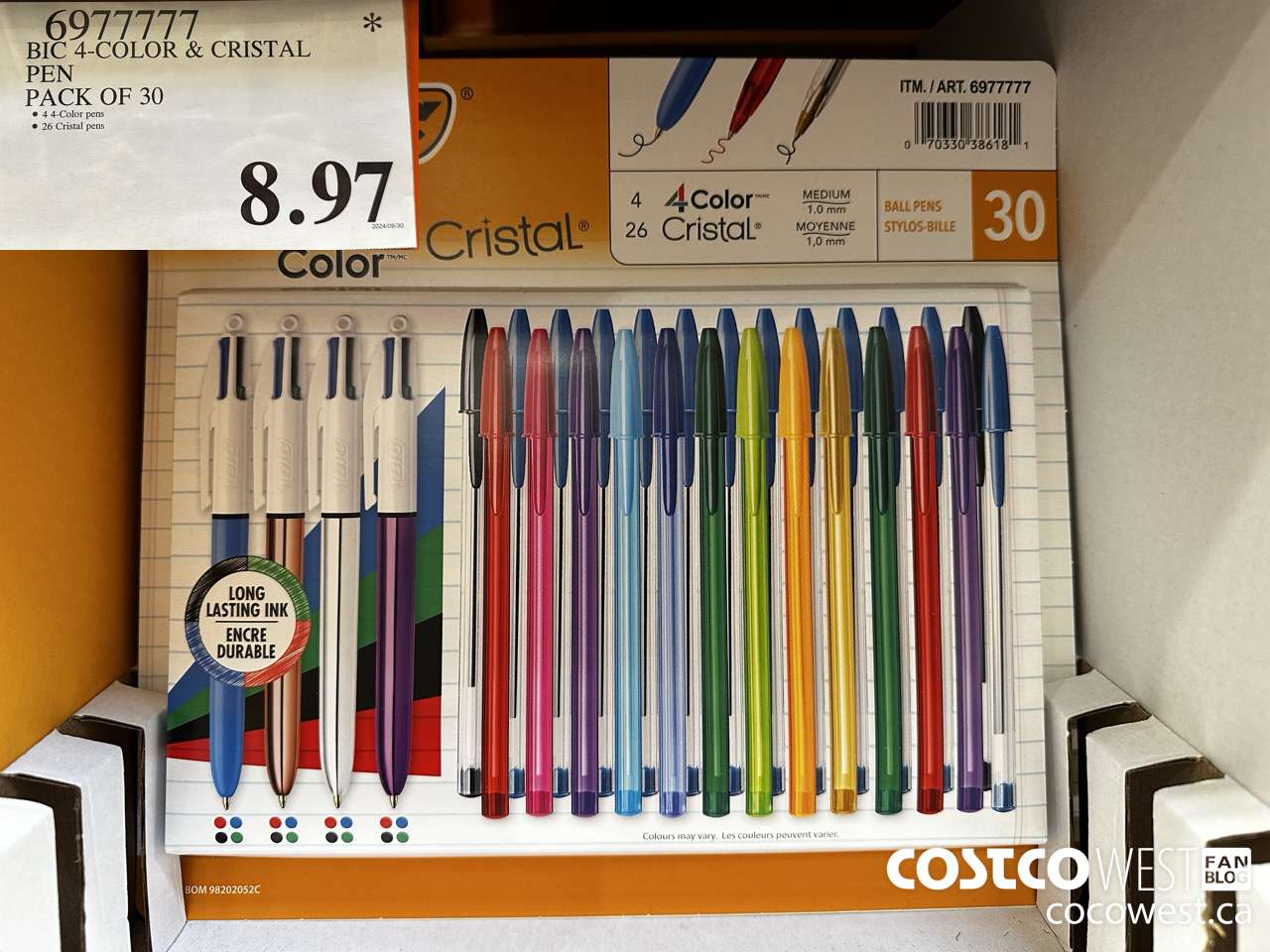 6977777 BIC 4-COLOR & CRISTAL PEN PACK OF 30 $8.97