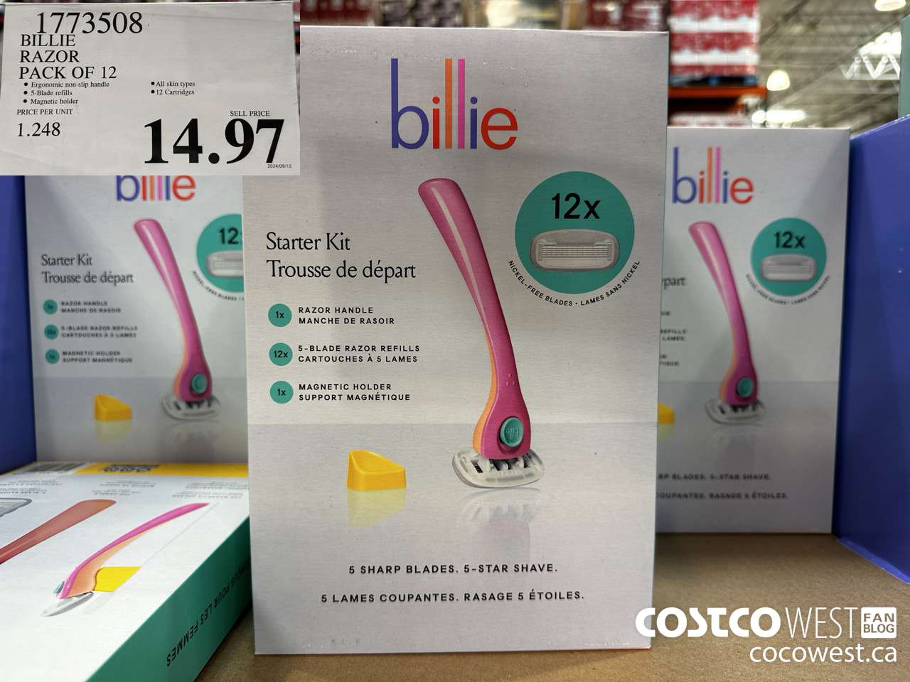 1773508 BILLIE RAZOR PACK OF 12 $14.97