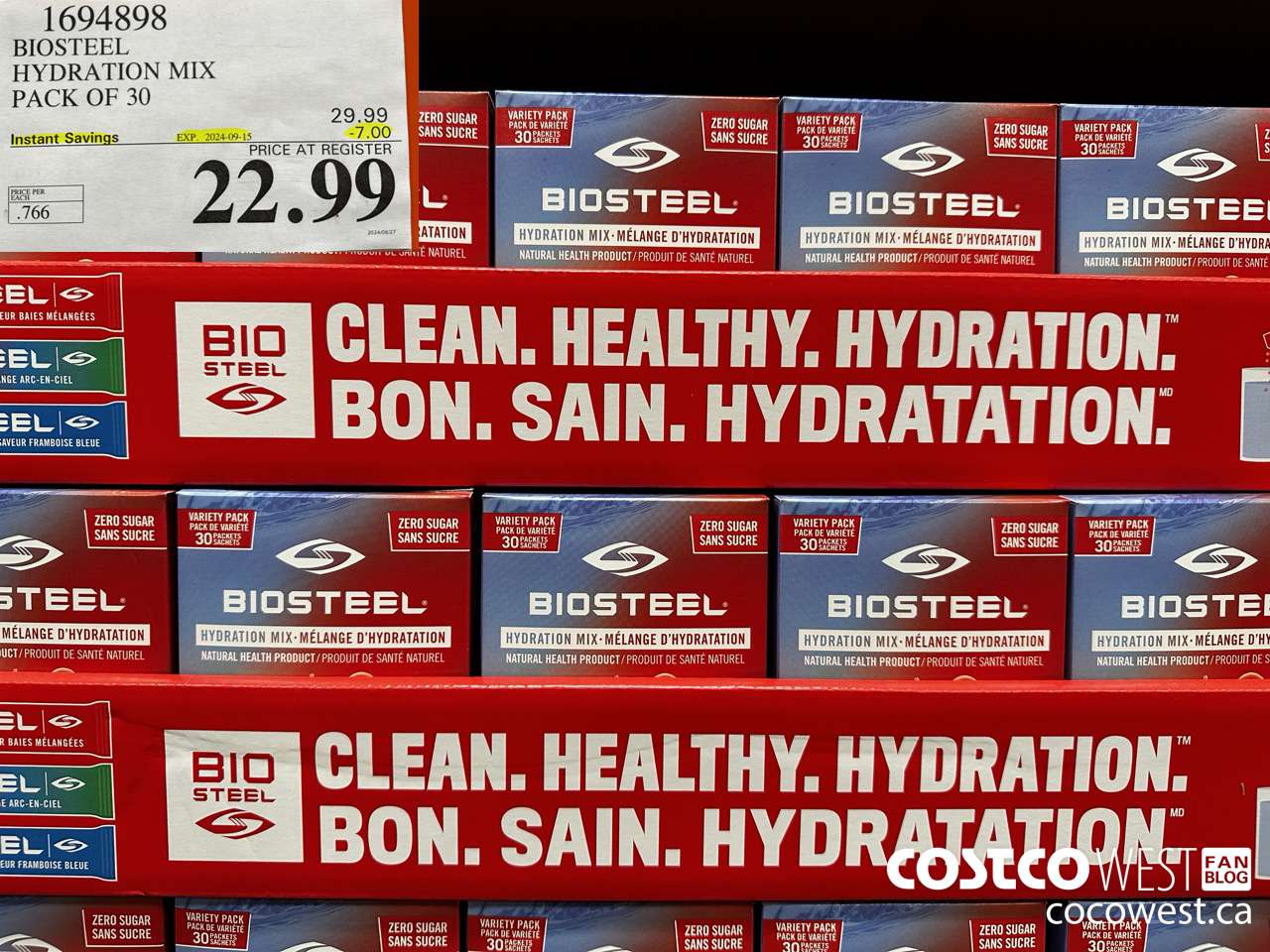 1694898 BIOSTEEL HYDRATION MIX PACK OF 30 ($7.00 INSTANT SAVINGS EXPIRES ON 2024-09-15) $22.99