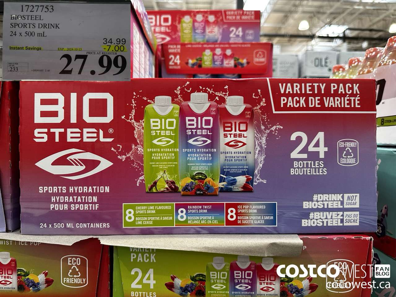1727753 BIOSTEEL SPORTS DRINK 24 X 500 ML ($7.00 INSTANT SAVINGS EXPIRES ON 2024-10-13) $27.99