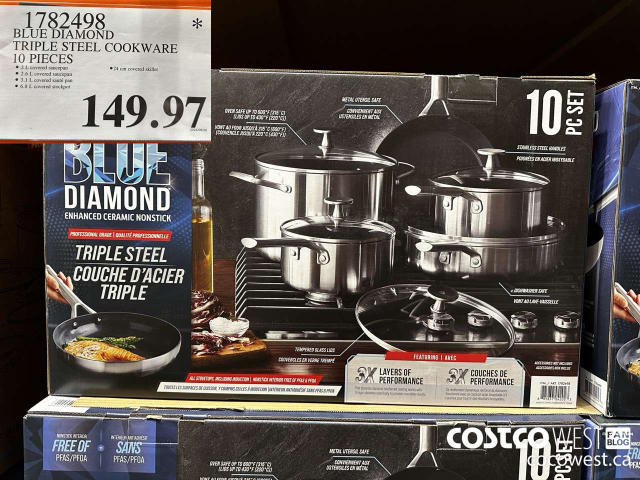 1782498 BLUE DIAMOND TRIPLE STEEL COOKWARE 10 PIECES $149.97