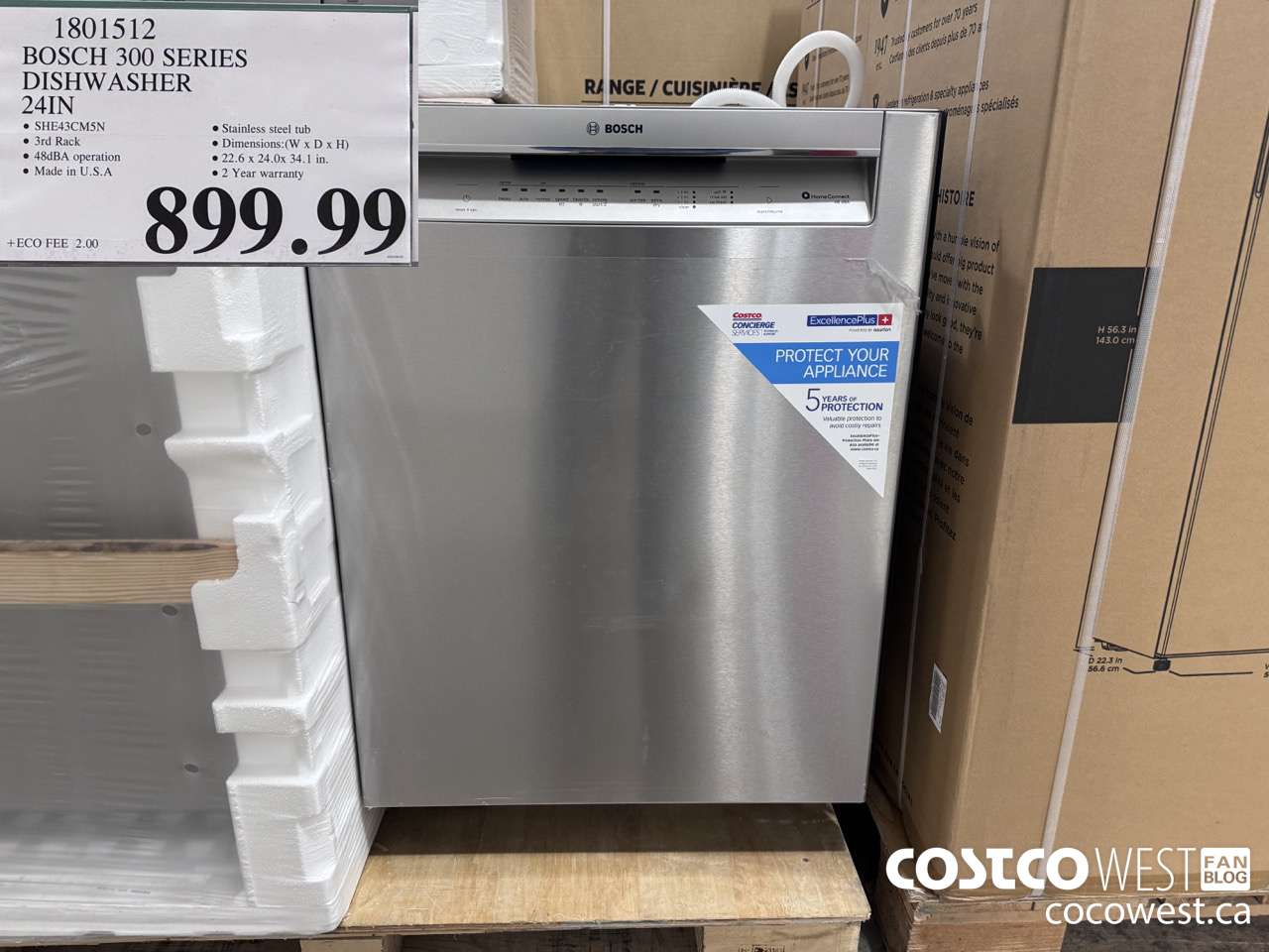 1801512 BOSCH 300 SERIES DISHWASHER 24IN $899.99