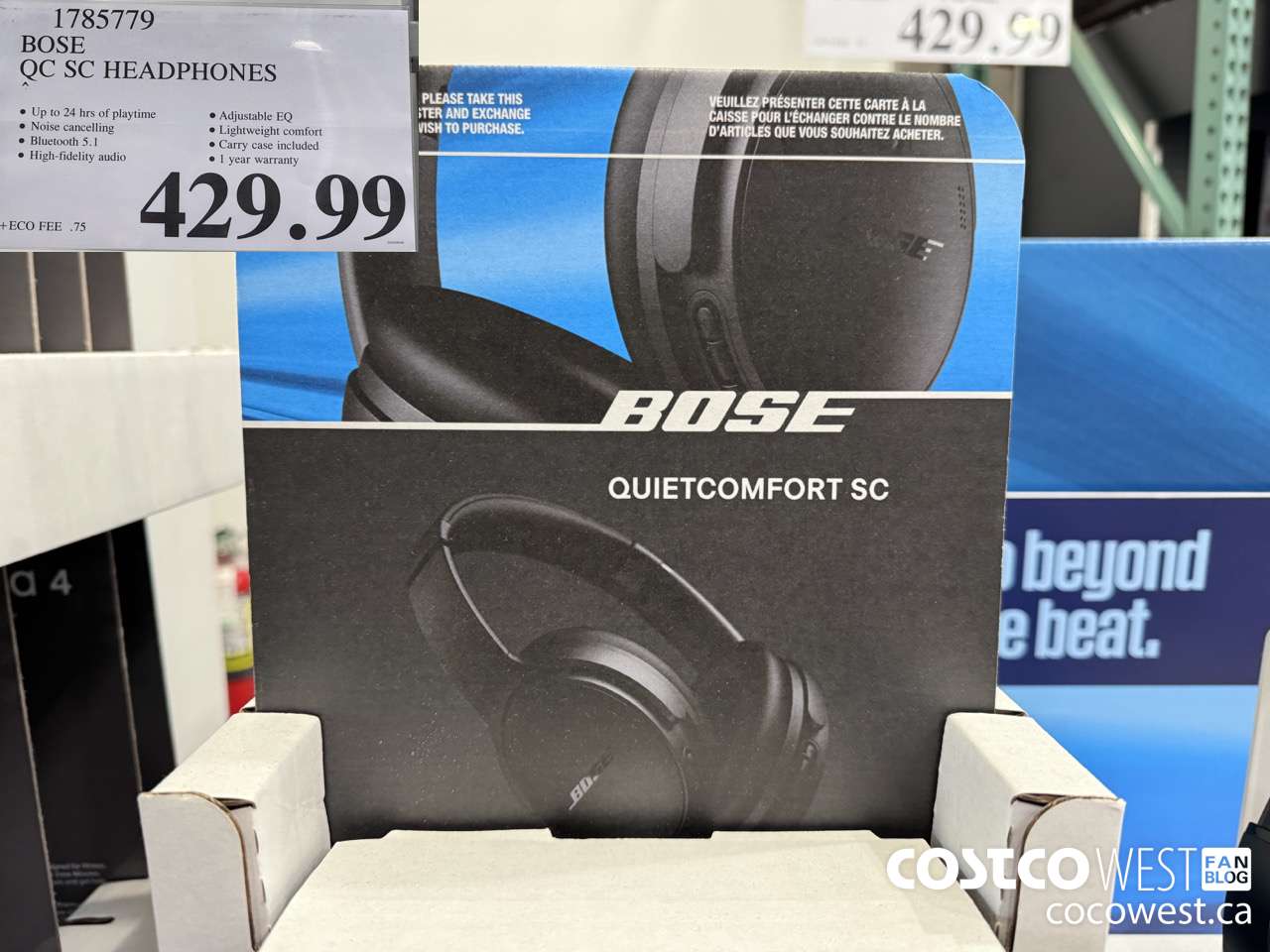 1785779 BOSE QUIET COMFORT OVER-THE-EAR WIRELESS HEADPHONES $429.99