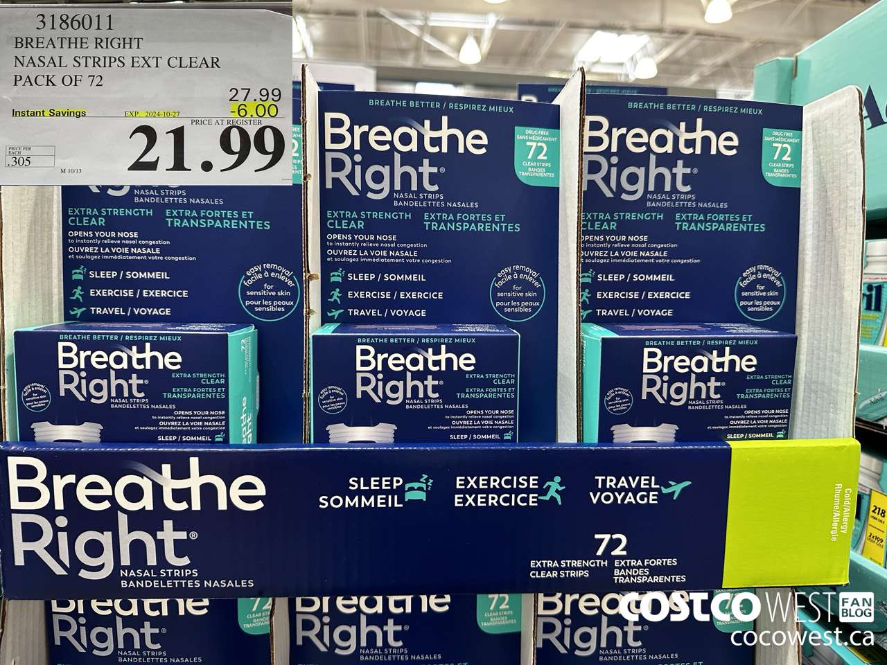 3186011 BREATHE RIGHT NASAL STRIPS EXT CLEAR PACK OF 72 ($6.00 INSTANT SAVINGS EXPIRES ON 2024-10-27) $21.99