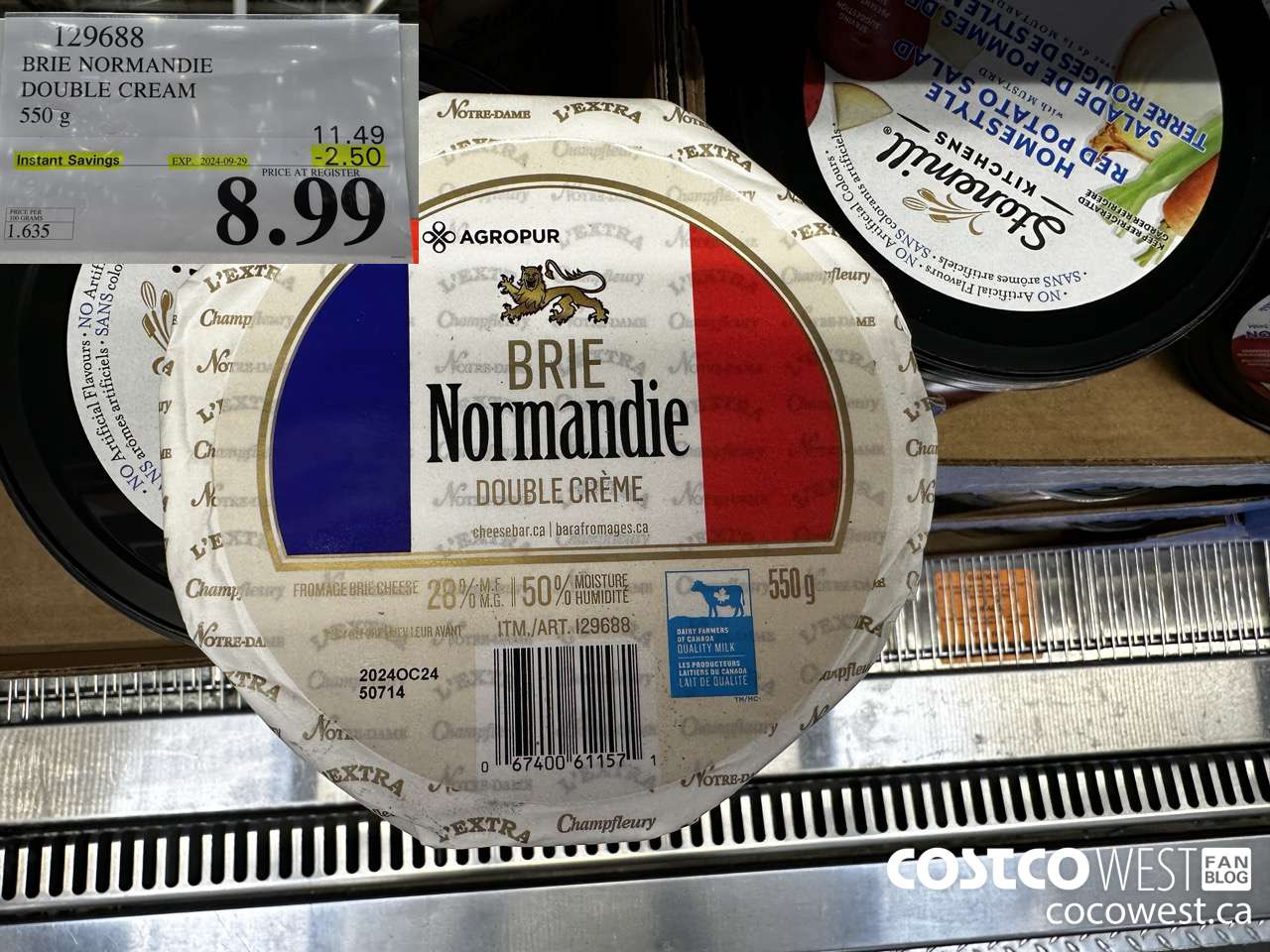 129688 BRIE NORMANDIE DOUBLE CREAM 550 g ($2.50 INSTANT SAVINGS EXPIRES ON 2024-09-29) $8.99