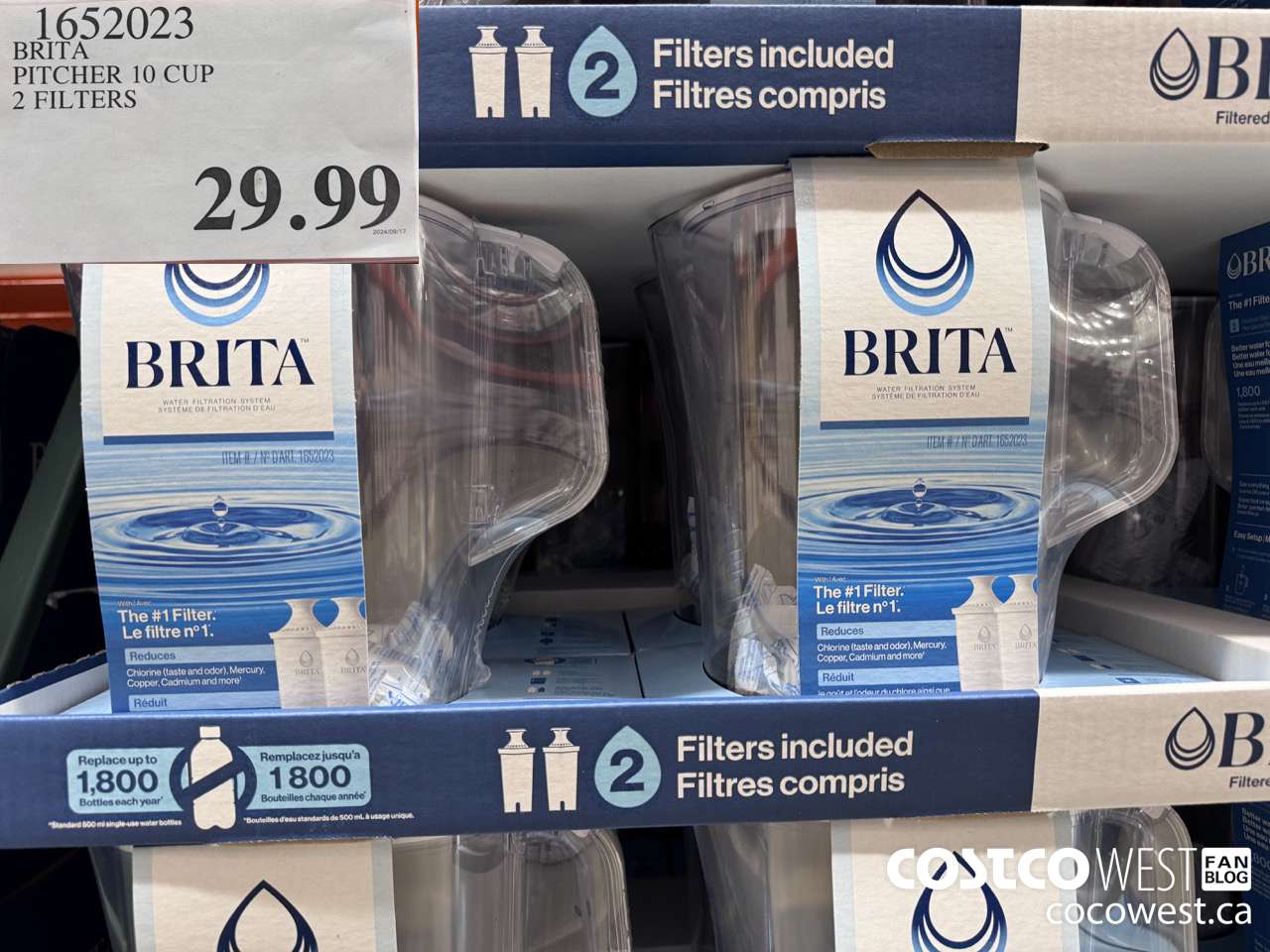 1652023 BRITA PITCHER 10 CUP 2 FILTERS $29.99