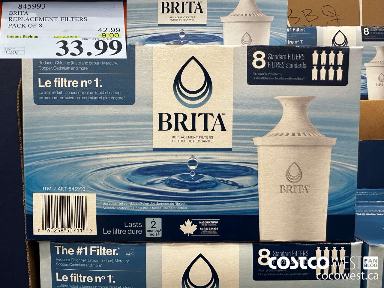 845993 BRITA REPLACEMENT FILTERS PACK OF 8 ($9.00 INSTANT SAVINGS EXPIRES ON 2024-09-15) $33.99