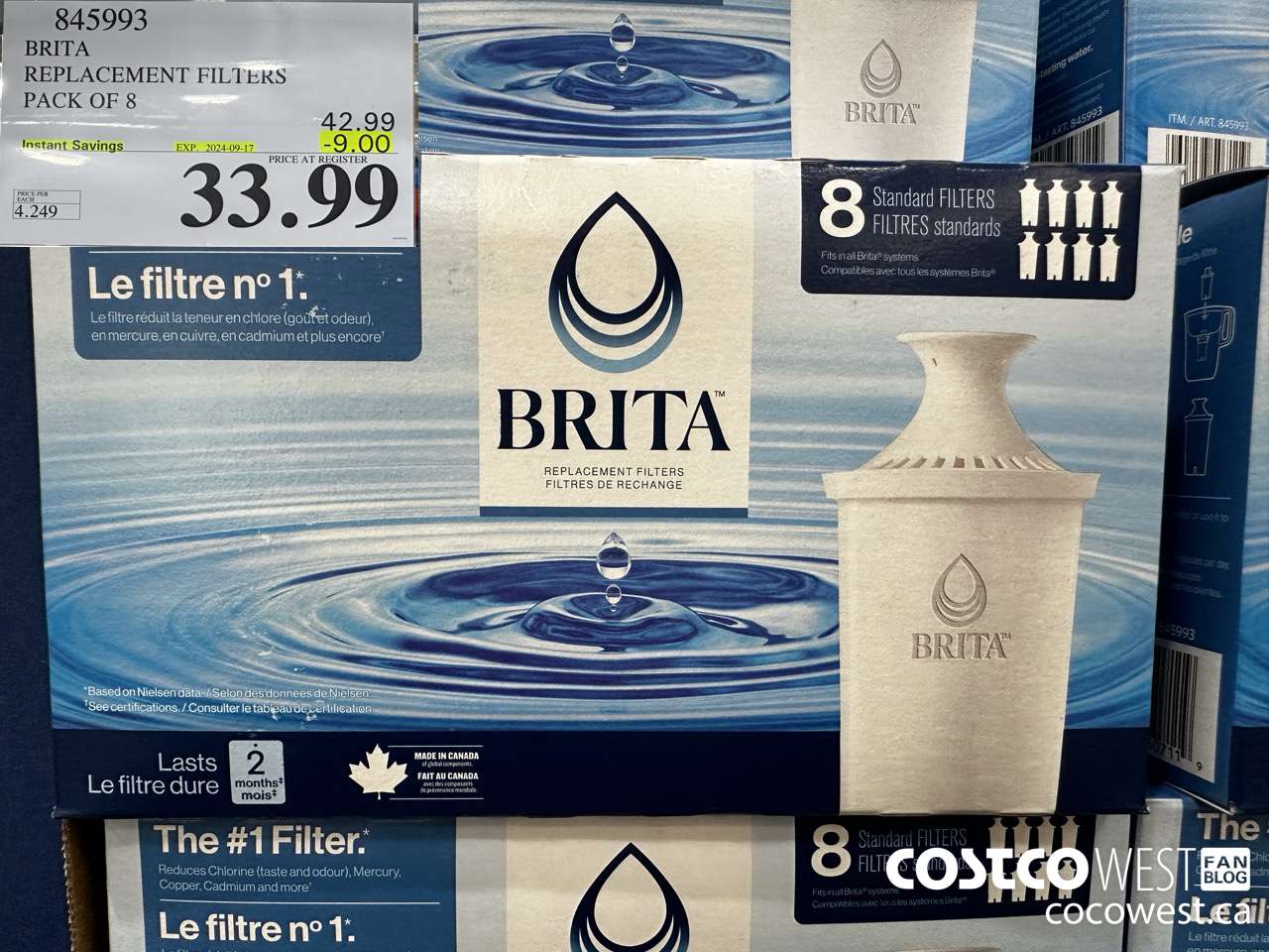 845993 BRITA REPLACEMENT FILTERS PACK OF 8 ($9.00 INSTANT SAVINGS EXPIRES ON 2024-09-17) $33.99