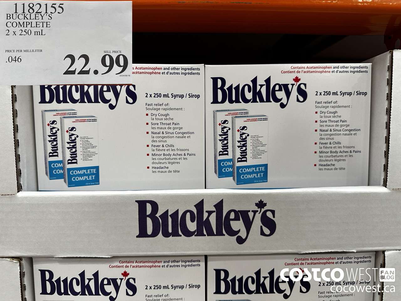 1182155 BUCKLEY'S COMPLETE 2 X 250 ML $22.99