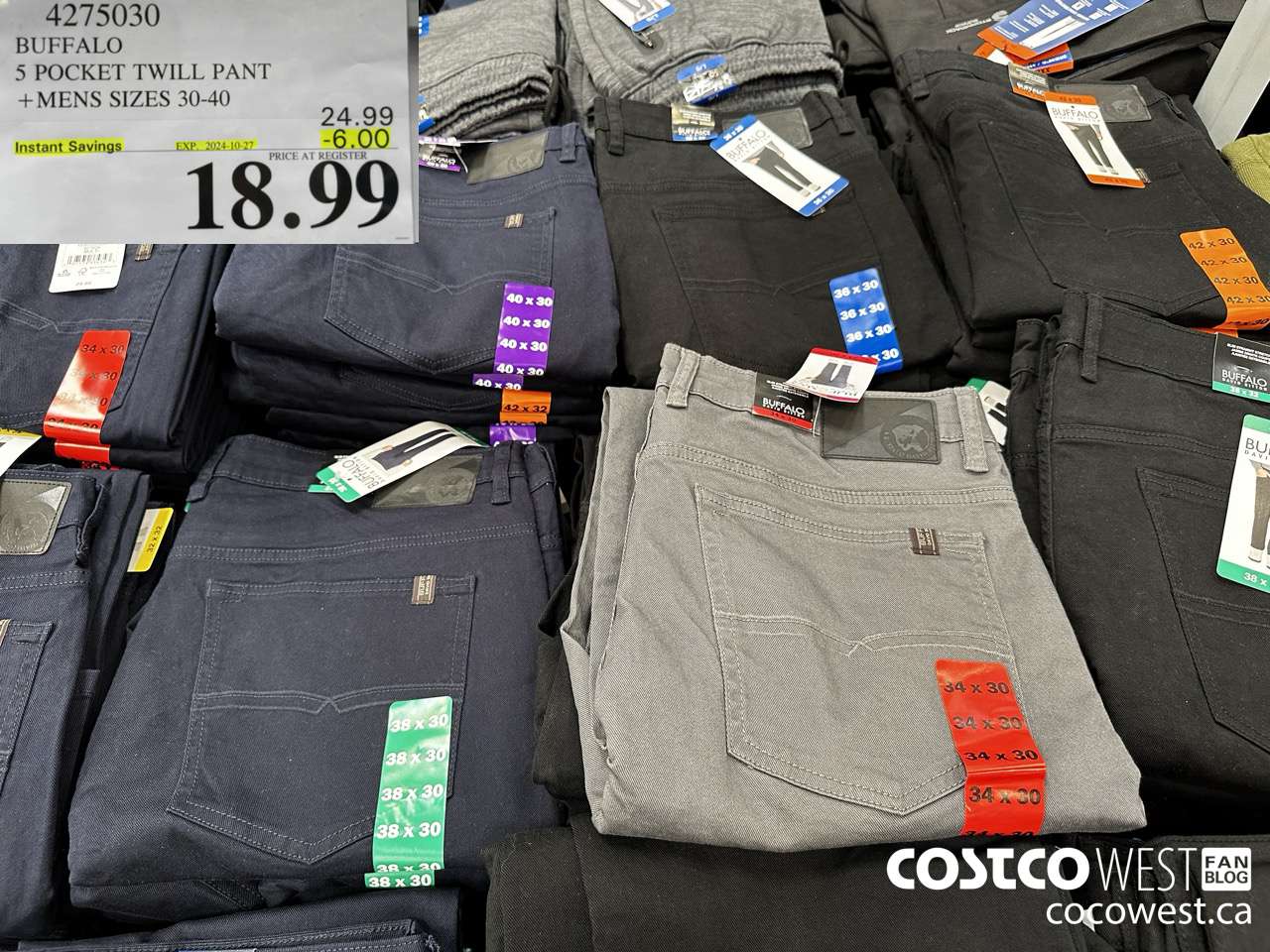 4275030 BUFFALO 5 POCKET TWILL PANT MENS SIZES 30-40 ($6.00 INSTANT SAVINGS EXPIRES ON 2024-10-27) $18.99